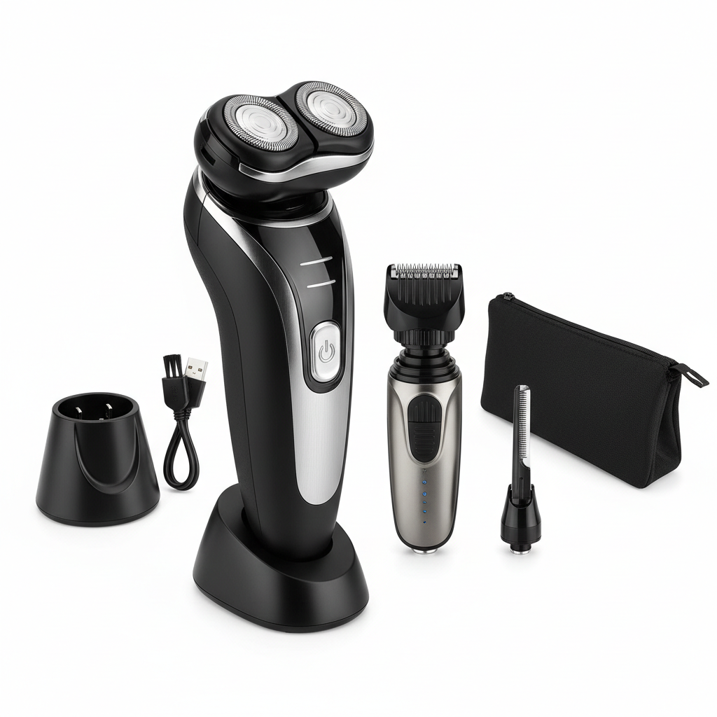 Electric Duo Shave Men's Grooming Set – Dual-Head Rotary Shaver & Trimmer